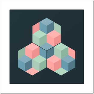 Cubes and Hexagons (Pastel) Posters and Art